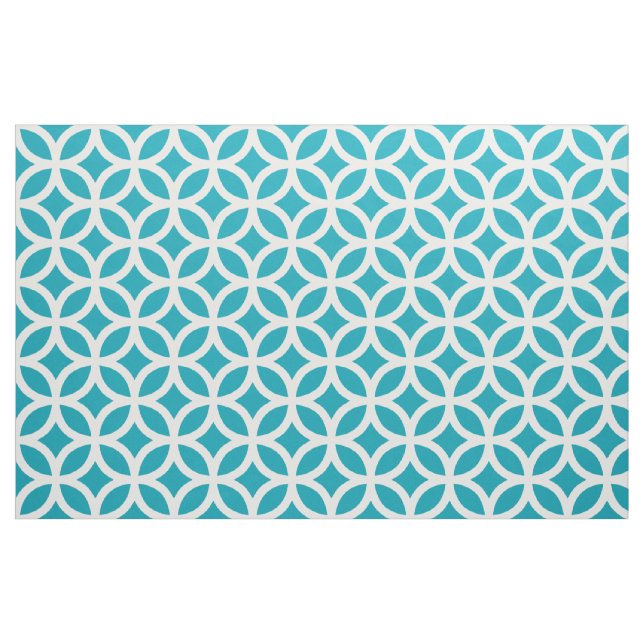 Aqua Blue Geometric Pattern Fabric (Yard)
