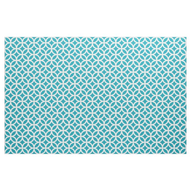 Aqua Blue Geometric Pattern Fabric (Yard)