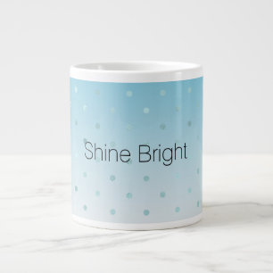 Aqua Blue Glam Dots Ombre Christmas             Large Coffee Mug