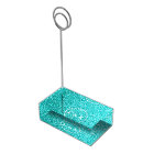 Aqua Blue Glitter with White Details