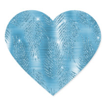 Aqua Blue Glitzy Glitter Tropical Leaves