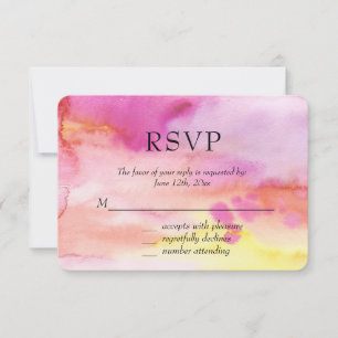 Aqua Blue Gold Abstract RSVP Card