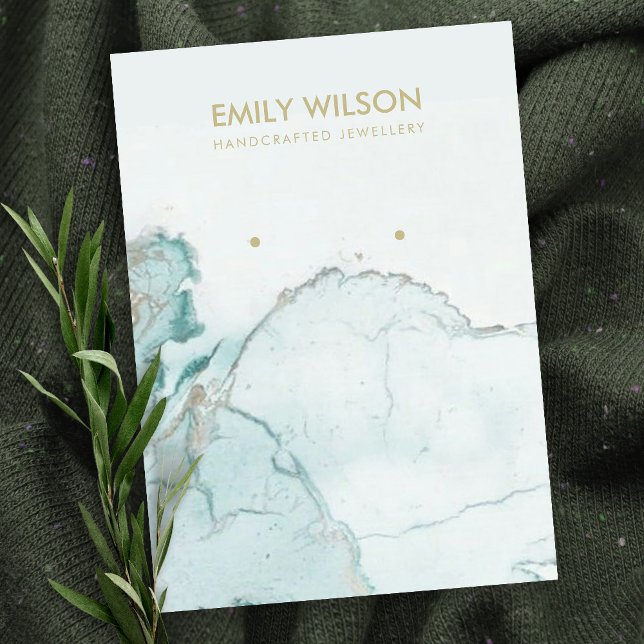 AQUA BLUE GOLD AGATE MARBLE EARRING DISPLAY CARD (Creator Uploaded)