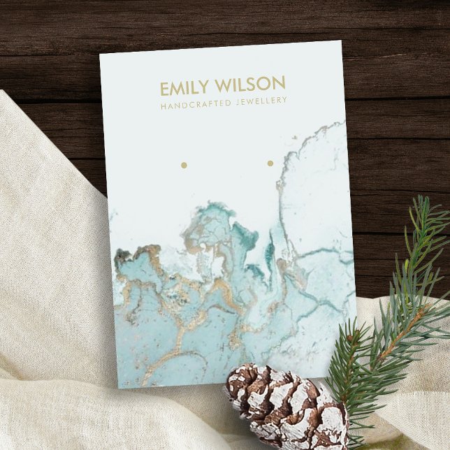 AQUA BLUE GOLD AGATE MARBLE EARRING DISPLAY CARD (Creator Uploaded)