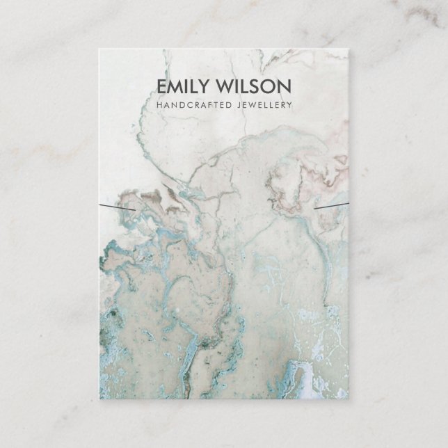 AQUA BLUE GOLD AGATE MARBLE NECKLACE DISPLAY CARD (Front)