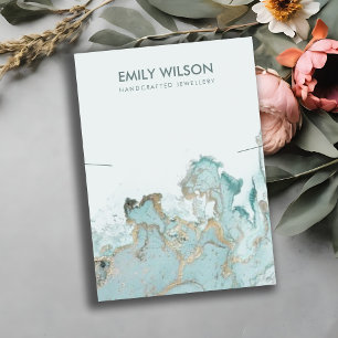 AQUA BLUE GOLD AGATE MARBLE NECKLACE DISPLAY CARD