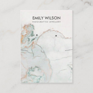 AQUA BLUE GOLD AGATE MARBLE NECKLACE STUD DISPLAY BUSINESS CARD