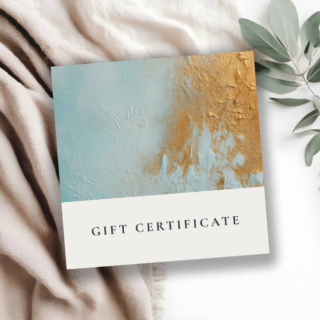 Aqua Blue Gold Oil Paint Texture Gift Certificate (Creator Uploaded)