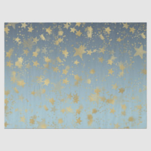 Aqua Blue Gold Ombre Stars Tissue Paper