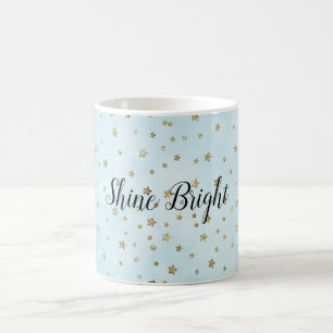 Aqua Blue Gold Stars Coffee Mug