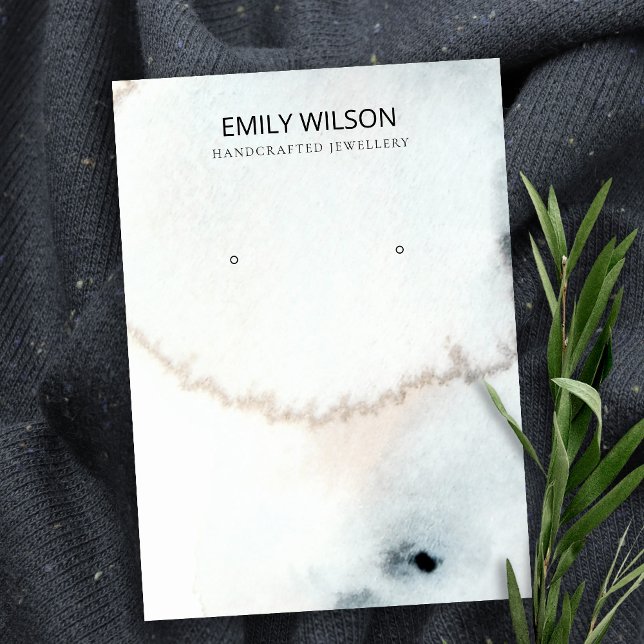 AQUA BLUE GOLD WATERCOLOR BRUSH EARNING DISPLAY BUSINESS CARD (Creator Uploaded)