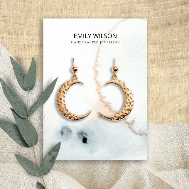 AQUA BLUE GOLD WATERCOLOR BRUSH EARRING DISPLAY BUSINESS CARD (Creator Uploaded)