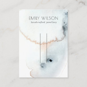 AQUA BLUE GOLD WATERCOLOR WAVES HAIRPIN DISPLAY BUSINESS CARD