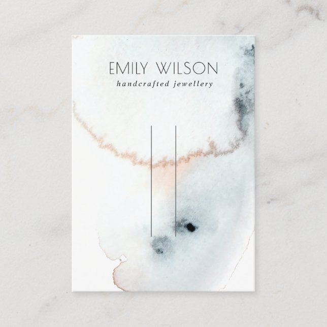 AQUA BLUE GOLD WATERCOLOR WAVES HAIRPIN DISPLAY BUSINESS CARD (Front)