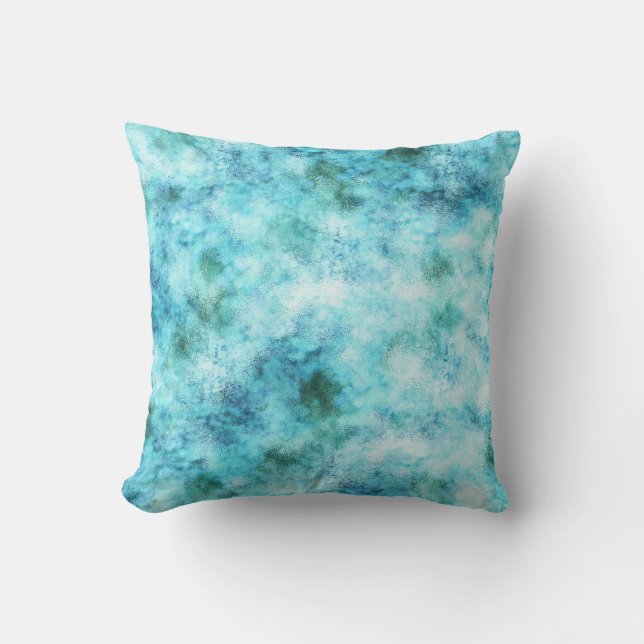 Aqua Blue Green Abstract Cushion (Front)