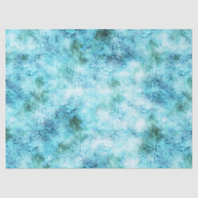 Aqua Blue Green Abstract Tissue Paper (Front)