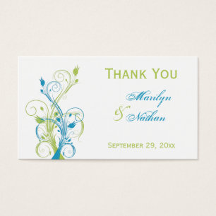 Aqua Blue, Green, and White Floral Favour Tag