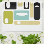 Aqua Blue Green Black Funky Rectangles Mid Century Tea Towel<br><div class="desc">Add a pop of colour to your kitchen with this fabulous retro kitchen towel. It features squares and rectangles in the fun colours of aqua blue,  yellow,  avocado green,  black,  and white.</div>