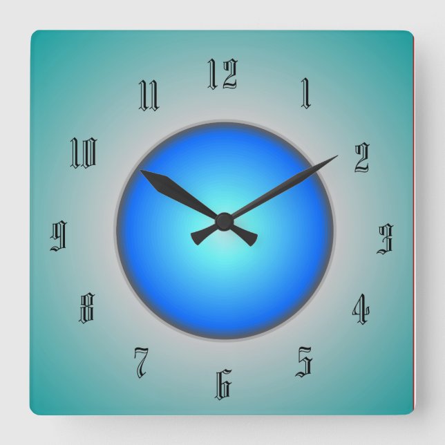 Aqua/Blue/Green Circle>Wall Clock (Front)