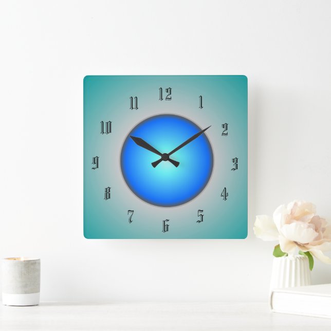 Aqua/Blue/Green Circle>Wall Clock (Home)