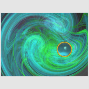 AQUA BLUE GREEN LIGHT VORTEX Fractal Swirl Gem Tissue Paper