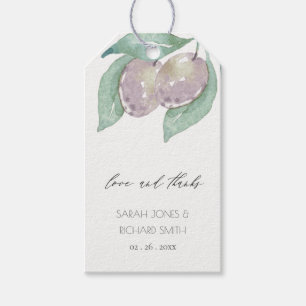AQUA BLUE GREEN WATERCOLOUR FOLIAGE OLIVE MONOGRAM GIFT TAGS