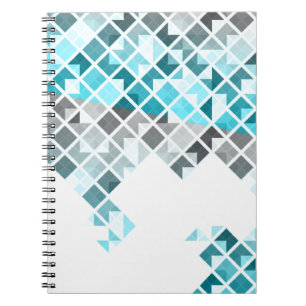 Aqua Blue, Grey & White Geometric Pattern Notebook