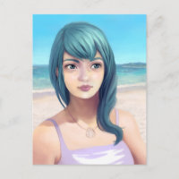 Aqua - Blue Haired Pretty Girl on Beach