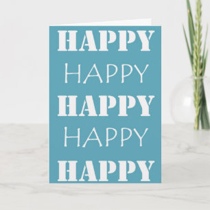 Aqua Blue Happy Happy Birthday Card