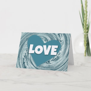 Aqua Blue Heart of Love Valentine's Day Card