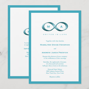 Aqua Blue Infinity Hand Clasp Wedding Invite