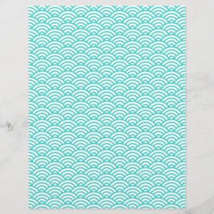 Aqua blue Japaneese waves scrapbook or craft paper