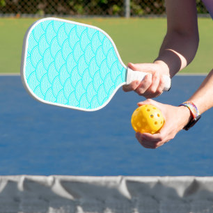Aqua blue Japanese waves pattern Pickleball Paddle