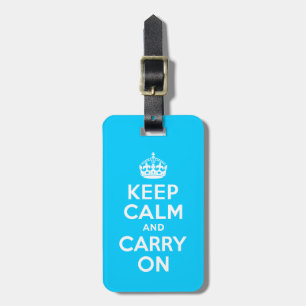 Aqua Blue Keep Calm and Carry On Luggage Tag