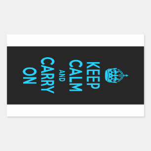 Aqua Blue Keep Calm and Carry On Rectangular Sticker