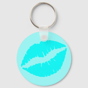 Aqua Blue Kiss Key Ring