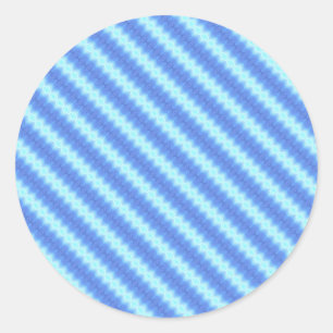 Aqua Blue Knit Crochet Stripe Texture Pattern Classic Round Sticker