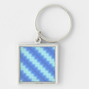 Aqua Blue Knit Crochet Stripe Texture Pattern Key Ring