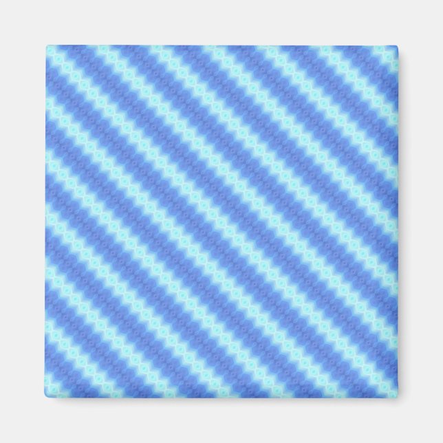 Aqua Blue Knit Crochet Stripe Texture Pattern Magnet (Front)