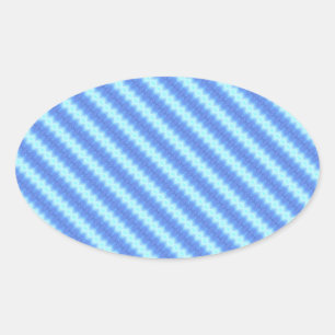 Aqua Blue Knit Crochet Stripe Texture Pattern Oval Sticker