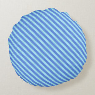 Aqua Blue Knit Crochet Stripe Texture Pattern Round Cushion