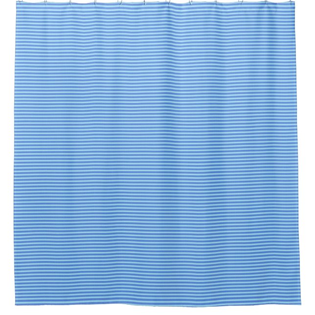 Aqua Blue Knit Crochet Stripe Texture Pattern Shower Curtain (Front)