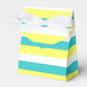 Aqua Blue, Lemon Yellow and White Stripes Favour Box
