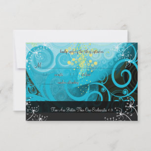 Aqua Blue Lemon Yellow Calla Lily Flower- RSVP Card