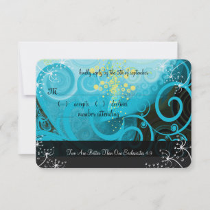 Aqua Blue Lemon Yellow Calla Lily Flower- RSVP Card