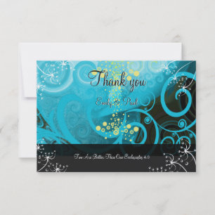 Aqua Blue Lemon Yellow Calla Lily Flower- Thank You Card