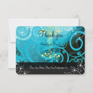 Aqua Blue Lemon Yellow Calla Lily Flower- Thank You Card