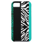 Aqua Blue Leopard and Zebra Custom Animal Print