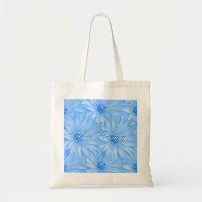 Aqua blue lilly tote bags - customise (Front)