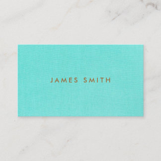 Aqua Blue Linen Texture | Stylish Minimalist Business Card